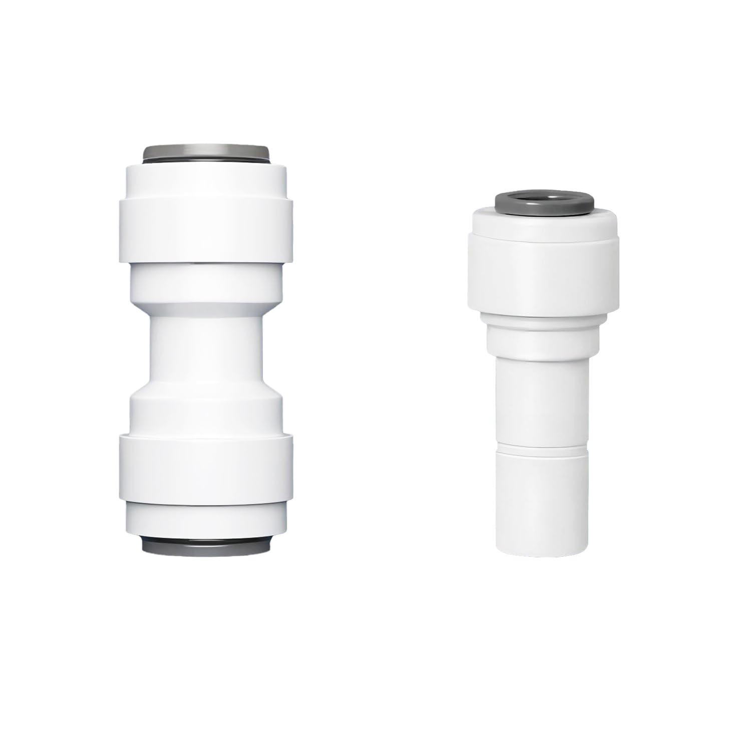 Qrity Pushfit Straight Connector, 3/8" Pushfit Straight Connector for Water Pipe + 3/8" Hard Insert to 1/4" Straight Quick Connect, 1 PCS