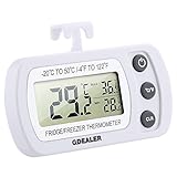 GDEALER Digital Refrigerator Thermometer Room Fridge Freezer Thermometer with Hook Max/Min, Waterproof, High Accuracy, Wide Range, Mini Design