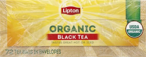 LIPTON TEA BAGS FOR A ICED OR HOT TEA ORGANIC BLACK TEA ICED OR HOT TEA THAT CAN HELP SUPPORT A HEALTHY HEART 5.9 OZ 72 COUNT