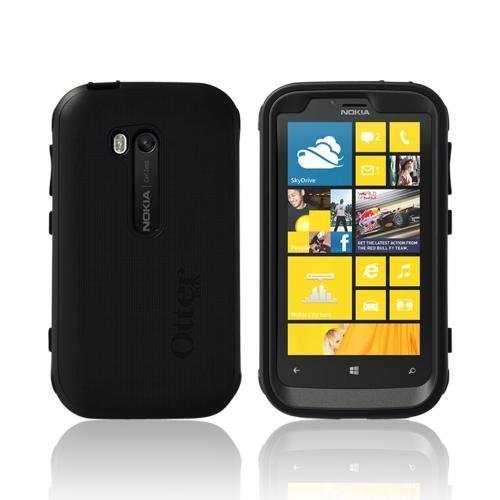 Otterbox Black Defender Series Silicone Over Hard Case w/ Holster & Screen Protector for Nokia Lumia 822