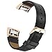 Simpeak Leather Band Compatible with Fitbit Charge 2 Only, Genuine Leather Wristband Strap Replacement for Fitbit Charge2, Black Band+Rose Gold Adaptor