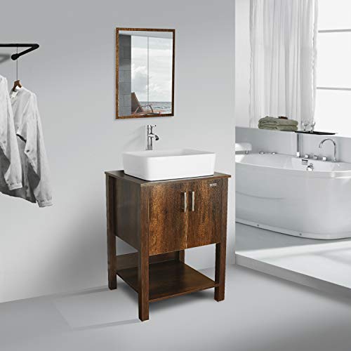 eclife 24” Bathroom Vanity Sink Combo Brown Vanity White