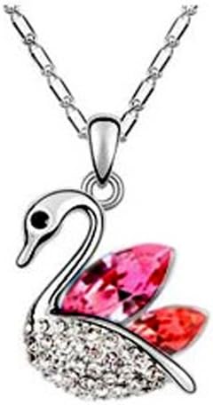 Red Swan Princess Fashion Swarovski Element Crystal Pendant Charm Silver Necklace Chain FREE Pouch