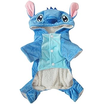 ChezAbbey Pet Dog Stitch Costume Halloween Christmas Winter Dog Clothes Dog Hoodie Adorable Pet Coat for Small Medium Dogs and Cats Blue M