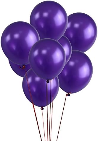 Aiernuo 100pcs Dark Purple Balloons 12 Inches Thick Latex 280g/bag Balloons Plain Color Dark Purple Pearlized