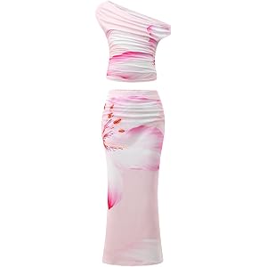 HSOXLQF Tween Girls 2 Piece Outfits Skirt Set Off-Shoulder Bodycon Top & Maxi Pencil Skirt Summer Clothes for Teen 7-14 Years