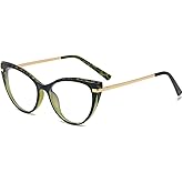 LJCZKA Blue Light Blocking Glasses Women Anti Eye satrain Computer Cat eye Eyeglasses Cateye Clear Frame
