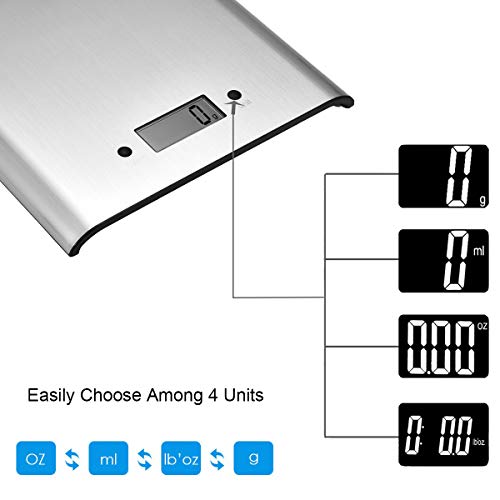 Kitchen Scale, Digital Food Weighting Scale 11lb/5000g Electronic Cooking Food Scale, Weighing Scales with LCD Display, Accurate Gram, for Home，for Kitchen, Batteries Included -TOBION - Thumbnail 2