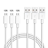 Micro USB Cable, EverDigi 3 Pack 10FT High Speed Micro-USB to USB 2.0 Android Charging Cord Micro USB Charger for Samsung S8, HTC,Blackberry and More (White 3 Pack)