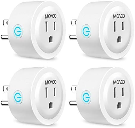 Smart Plug Wi-Fi Smart Outlet Mini Smart Socket Compatible with Alexa and Google Home/IFTTT, No Hub Required Timing Function, White, 4 Pack by MOAOO