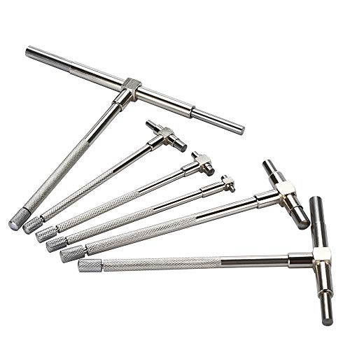 CMrtew 6pcs Telescopic Gauge 8-150mm (5/16"-6") Adjustable Inner Diameter Gauge Carbon Steel Micrometer Measuring Tools Set(Ship from USA) (Silver)