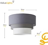 MiniSun Round Modern 3 Tier Pink Grey Fabric Ceiling Pendant Light Shade 30cm view 4