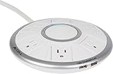 Accell Powramid Air Surge Protector - 2 USB Charging Ports (2.4A), 6 Outlets, 6-Foot Cord, 1080 Joules, ETL Listed - White Grounded Extension Cord Power Strip
