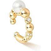 MYEARS Women Ear Cuff Earrings Gold Non Pierced Cartilage Clip on Open Wrap Beaded Hoop 14K Gold Plated Simple Hypoallergenic Everyday Jewelry