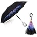 Rainlax Inverted Umbrella Double Layer Windproof UV Protection Reverse Folding Umbrellas for Car Rain Outdoor with C-Shaped Handle (Black&Glaze)