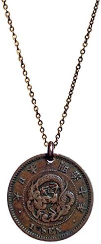 Real Japanese Meiji Dragon Sen Coin Necklace (1873-1892)