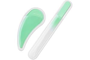 Bona Fide Beauty Curved Glass Nail Files for Natural Nails - 2Pc Czech Glass Nail Tools (Jade Color), Crystal File Set