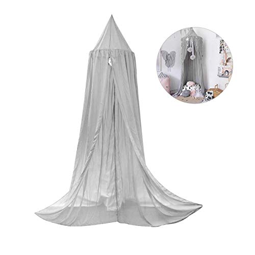 Bed-Canopy-Dyna-Living-Dome-Tent-Room-Decorate-WAssembly-Tools-for-Boys-Girls-Reading-Playing-Indoor-Game-House-Height-90-inch-Grey