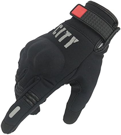 FSOL Motorcycle Racing Gloves Knight Night Reflective Full Finger Touch Gloves Riding Off-road Motorcycle Gloves (Medium, Winter Black)