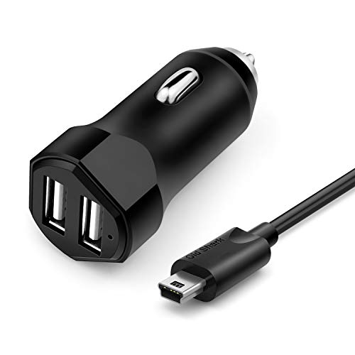 4.8A Dual USB Car Charger with 11ft Mini USB to USB Cable Combo Compatible with Dash Cam GPS Backup Camera