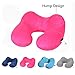 Hawkko Inflatable Travel Pillow U Shaped for airplane, Head/ Chin/ Neck Support Cushion, Velvet Super Soft Neck Pillow, Lightweight/ Compact/ Portable (Rose)