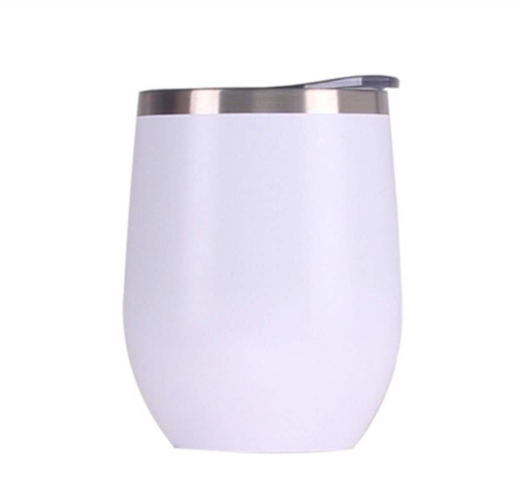 Gteller 12 oz Stainless Steel Wine Tumbler Stemless Glasses with Lid, Double Wall Insulated Travel Mug Perfect for Wine, Coffee, Drinks, Champagne, Cocktails (White) — image 1