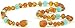 Raw Amber Necklaces for Baby made with Aquamarine Beads - 12.6 Inches (32 cm) - Baltic Amber Land - Raw Cognac Amber Beads - Knotted - Screw Clasp (Raw Cognac / Aquamarine)