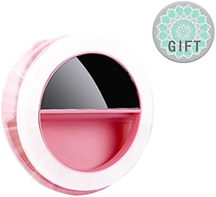 Universal Clip on Selfie Light, GTIMES™ Multifunction Portable Selfie LED Fill Light Lens 185° Fish-eye Lens+0.65X Wide Angle Lens+10X Macro Lens for iPhone Smartphones (Pink)