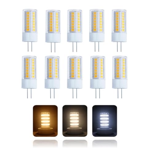 10 Pack G4 LED Bulb 3 Color Changing to Warm White | Natural White | Daylight, 5W Equivalent to 50W Halogen Bulb, Uses For Chandelier, Under Cabinet, Lamp, Track & Accent, Microwave, Step Path