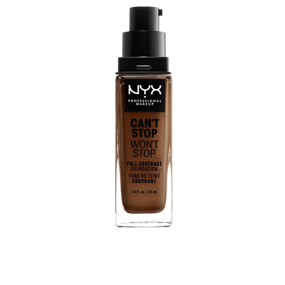 NYX Professional Makeup Can't Stop Won't Stop Full Coverage Foundation, Long Lasting, Waterproof, Vegan Formula, Matte Finish, Shade: Cocoa