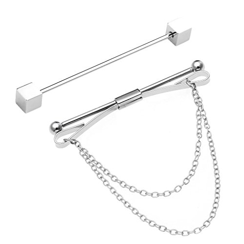 JOVIVI Stainless Steel Collar Shirt Tie Pins & Metal Collar Clip Chain Brooch For Men Jewelry Set Gift JOVIVI Stainless Steel Collar Shirt Tie Pins & Metal Collar Clip Chain Brooch For Men Jewelry Set Gift