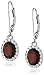 Sterling Silver Oval Garnet Halo Leverback Earrings