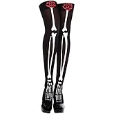 IHEOJAOC Halloween Skeleton Nurse Socks Xray Bone and Roses (Black), Xray Doctor Dentist Pencil Knee-high Socks Funny Gifts