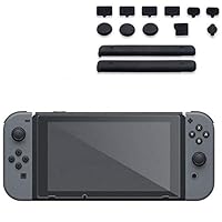 Roysberry Accessaries for Nintendo Switch, Tempered Glass Screen Protector+Rubber Dust Proof Plug Guard for Nintendo Switch