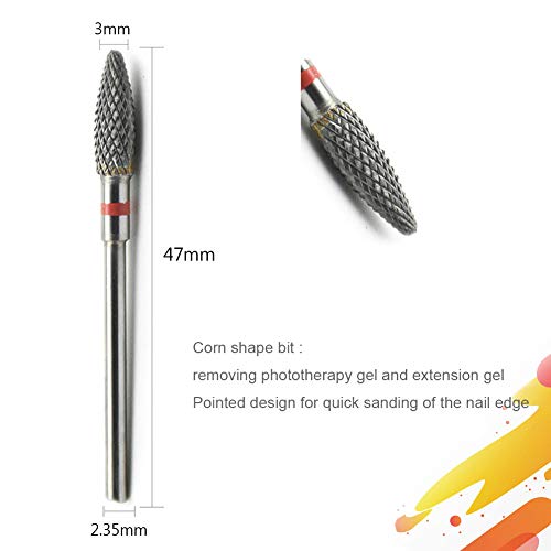 JEWHITENY Tungsten Carbide Nail Drill Bits Set 7Pcs Remove Acrylic Nail Polish Manicure Machine Accessories Electric Nail Files Nail Tools 3/32"