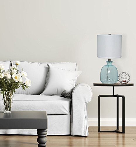 Catalina Lighting 20687-000 Coastal Cape Cod Clear Glass Textured Table Lamp, 18.25", Classic Blue