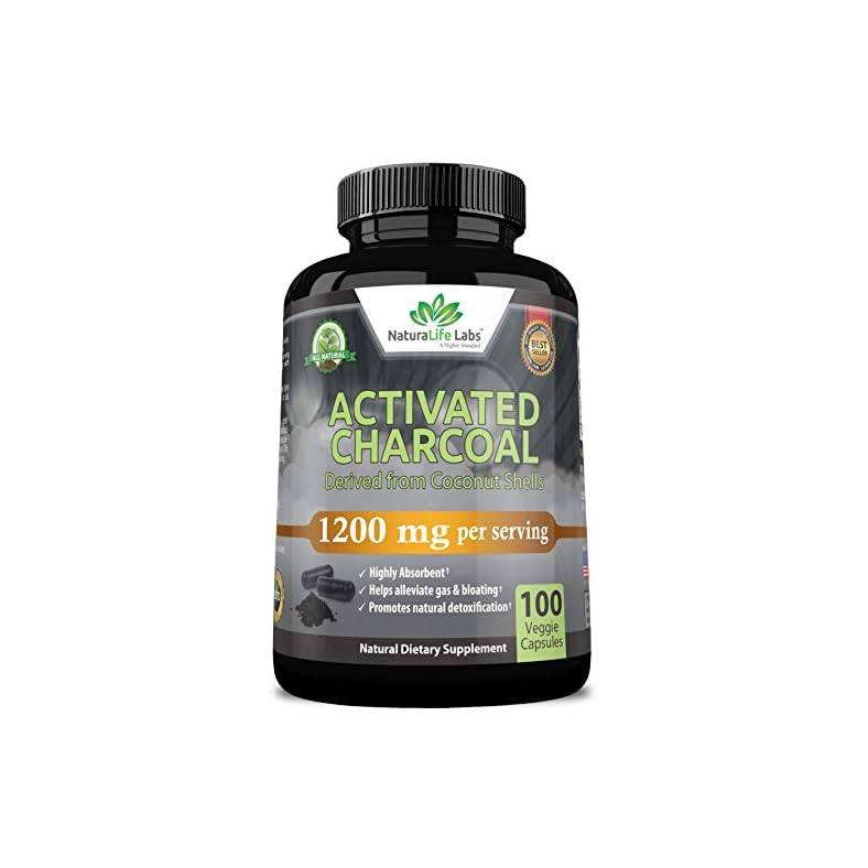 Activated Charcoal Capsules 1,200 mg Highly Absorbent Helps Alleviate