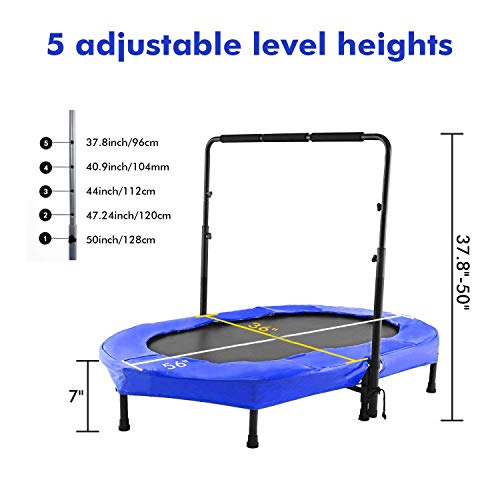 Hurbo 40-Inch Fitness Exercise Trampoline Foldable Rebounder Trampoline Indoor Mini Trampoline for Adults or Kids Max. Load 135KG Stretch Jump Mat (Blue) - Thumbnail 2
