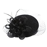 Aniwon Feather Fascinator Flower Pillbox Hat British Style Wedding Hat for Women