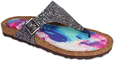 Colour Me Mad Silver Glitter Women Sandal Natural Cork Washable All Weather Vegan Made in India PETA Certified