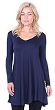 Popana Women's Tunic Tops For Leggings - Long Sleeve Vneck Shirt - Regular and Plus Size - Made In USA X-Large Navy