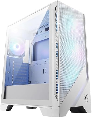 MAG Forge 320R Airflow White Boîtier PC Moyen Tour - ATX, Compatible avec Les RTX 40, Ventilateurs ARGB, filtres à poussière magnétiques, Verre trempé, Hub de contrôle ARGB, USB Type-A 3.2 Gen 1