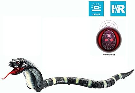 RC Snake Toy, Giveme5 Upgraded 17" Long Rechargeable Remote Control RC Snake Realistic Cobra Toy for Kids Birthday Party Gift Play (Black)