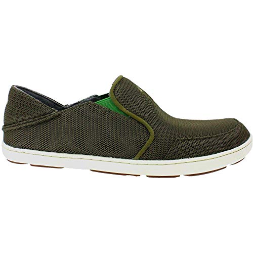 OLUKAI Mens Nohea Mesh Slip On Shoe (Mustang/Lime, 12)