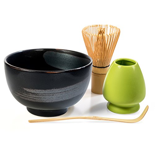 Tealyra - Matcha - Start Up Kit - 4 items - Matcha Green Tea Gift Set - Japanese Made Black Bowl - Bamboo Whisk and Scoop - Whisk Holder - Gift Box - Thumbnail 7