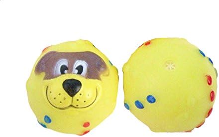 Blytieor Rubber Soft Plastic Dog Balls Toy Ball for Dogs Tooth Cleaning（Yellow)