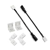 Ustellar 2 Pcs Connector Cables+2 Pcs 2-Pin 8mm Connector+2 Pcs 2-Pin L Shape Connector Kits for 3528/2835 LED Strip Lights, Gapless Strip to Strip, Cables Connect Adapter and LED Strips