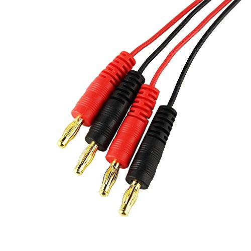 OliYin 4mm 4.0mm Male Banana Plug Connector Charge Lead to JST 20awg Soft Silicon Charging Cable Wire 30cm 11.8inch Lipo Parts for RC(pack of 2)