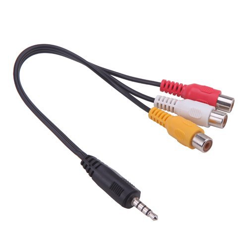 MOTONG New 3.5mm male Plug to 3RCA Female adapter cable Video adapter For AV ,Audio , video, LCD TV,HDTV - Thumbnail 2