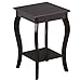Topeakmart Wood Curved Legs Square Accent Side End Tables with Bottom Shelf Nightstands Bedroom Living Room Furniture, Espresso Finish